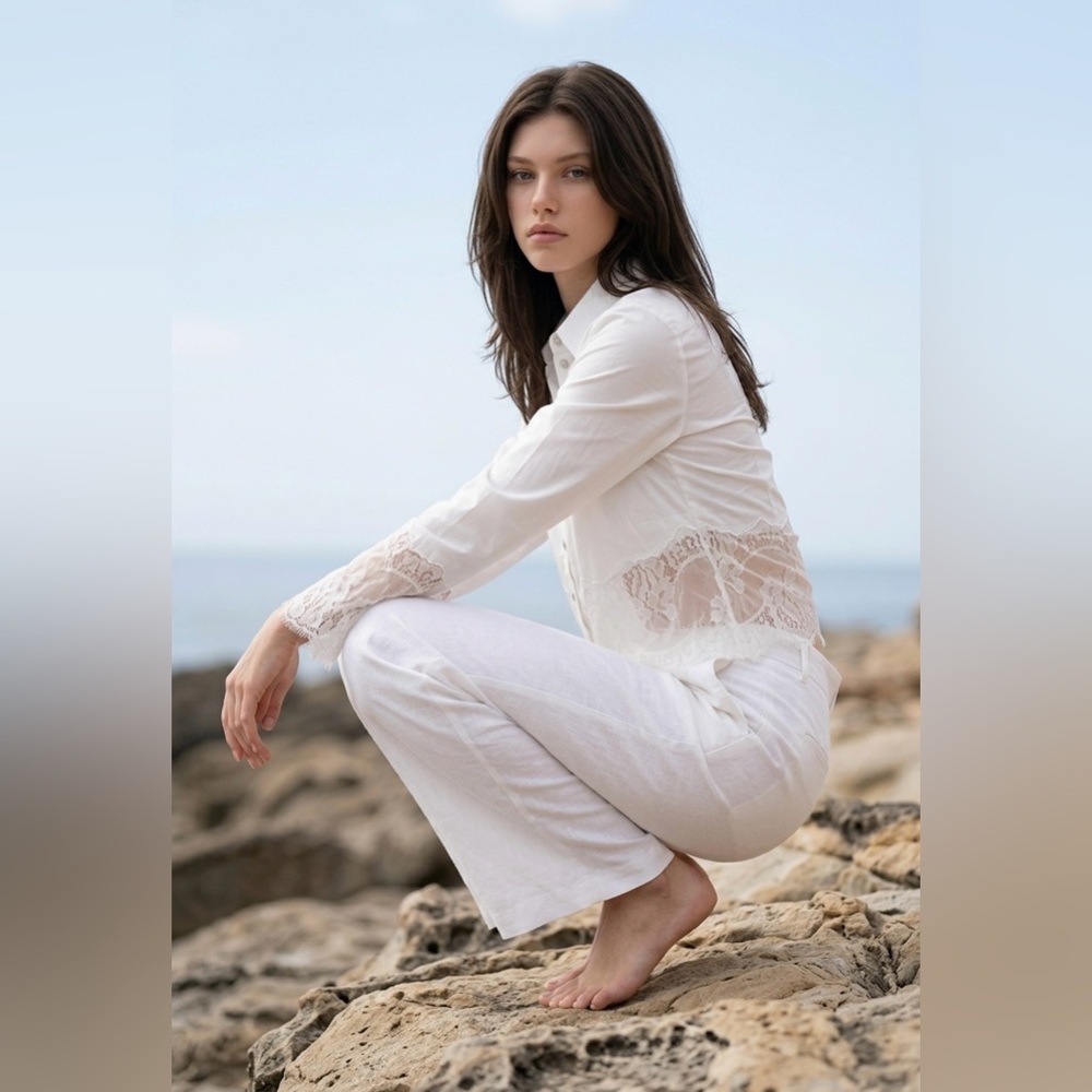 Zero Degrees Celsius Lace Trim Blouse size S pre-owned